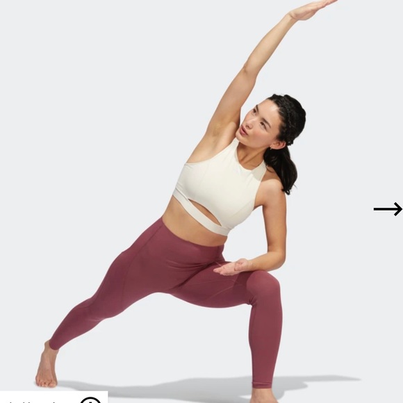 Adidas Yoga 7/8 Leggings Tights High Waisted Exercise Aeroready Moisture Wicking - Picture 3 of 10